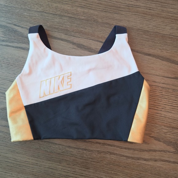 Nike Other - Nike Womens Colorblock Sports Bra Black White Metallic Gold Small 716303-477445